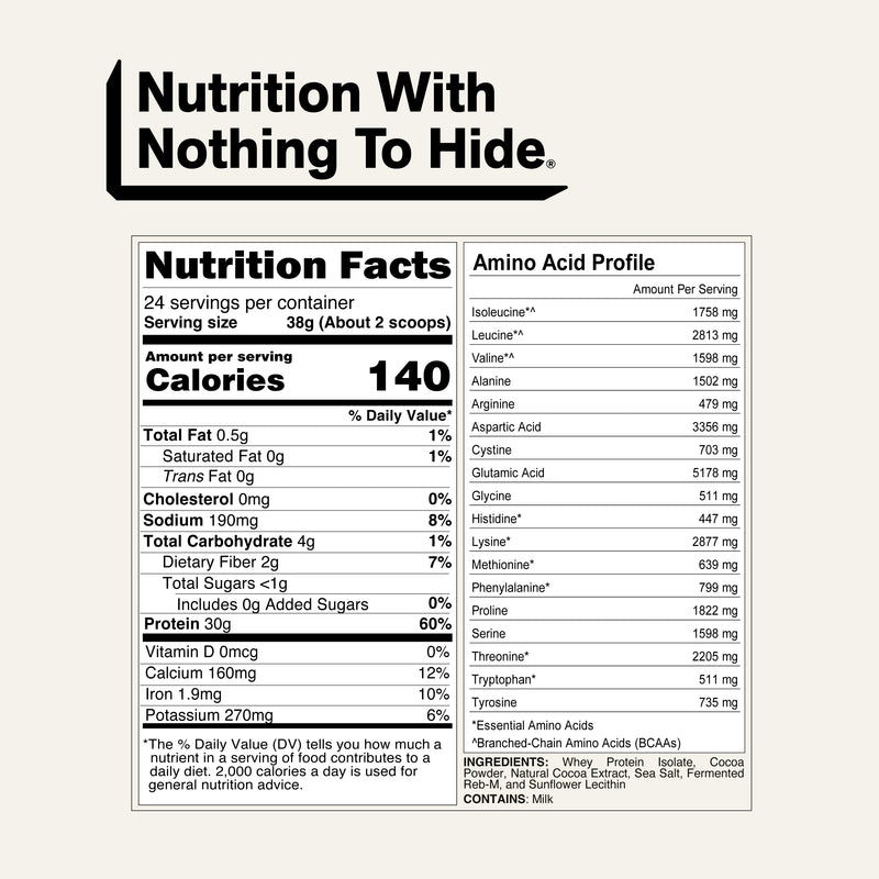 Chocolate Grass-Fed Whey Isolate Protein Powder - Chocolate