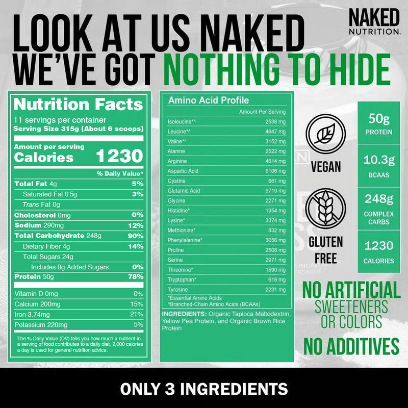 Vegan Mass Gainer Supplement - Unflavored (Vegan)