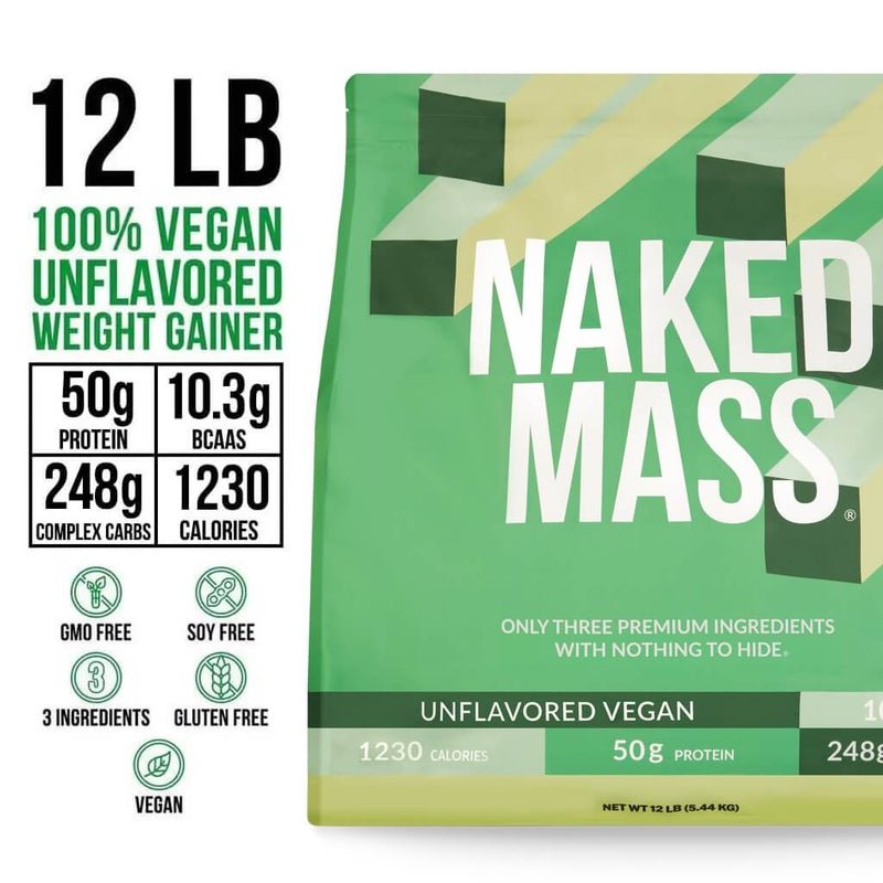 Vegan Mass Gainer Supplement - Unflavored (Vegan) 12LB